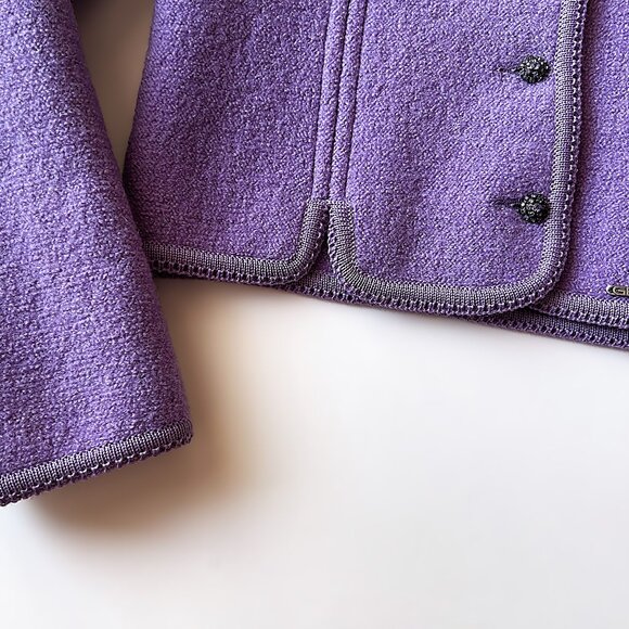 GEIGER Tyrol Lilac Purple 100% Wool Tailored Cropped Jacket size 36 (US 2 to 4) - Picture 6 of 11